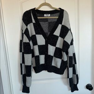 Black and White Checkered Cardigan